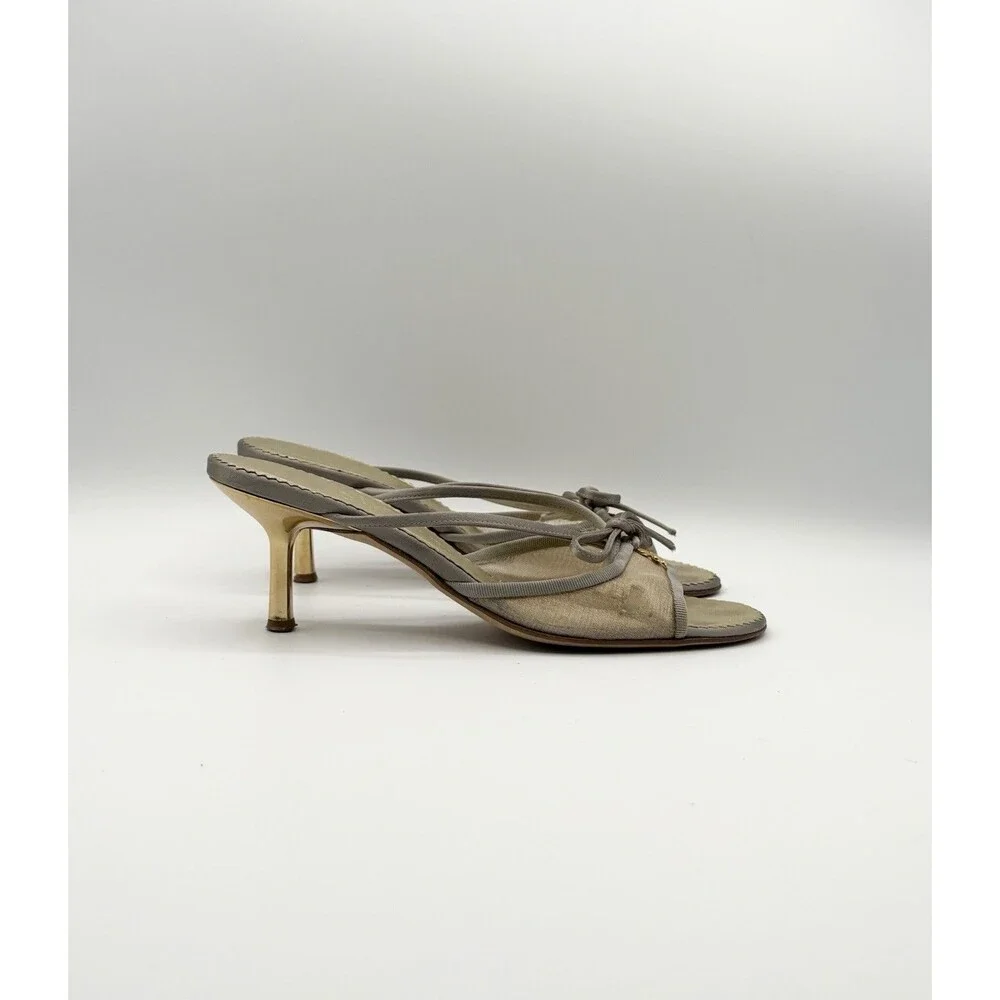Chanel Gold Clover Lucky Charm  Gold & Silver Mules Heels Vintage Size EU 36.5